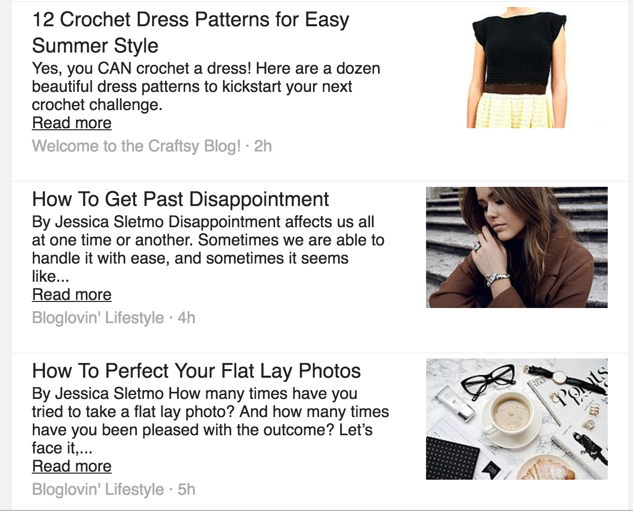 Bloglovin' Email Screenshot